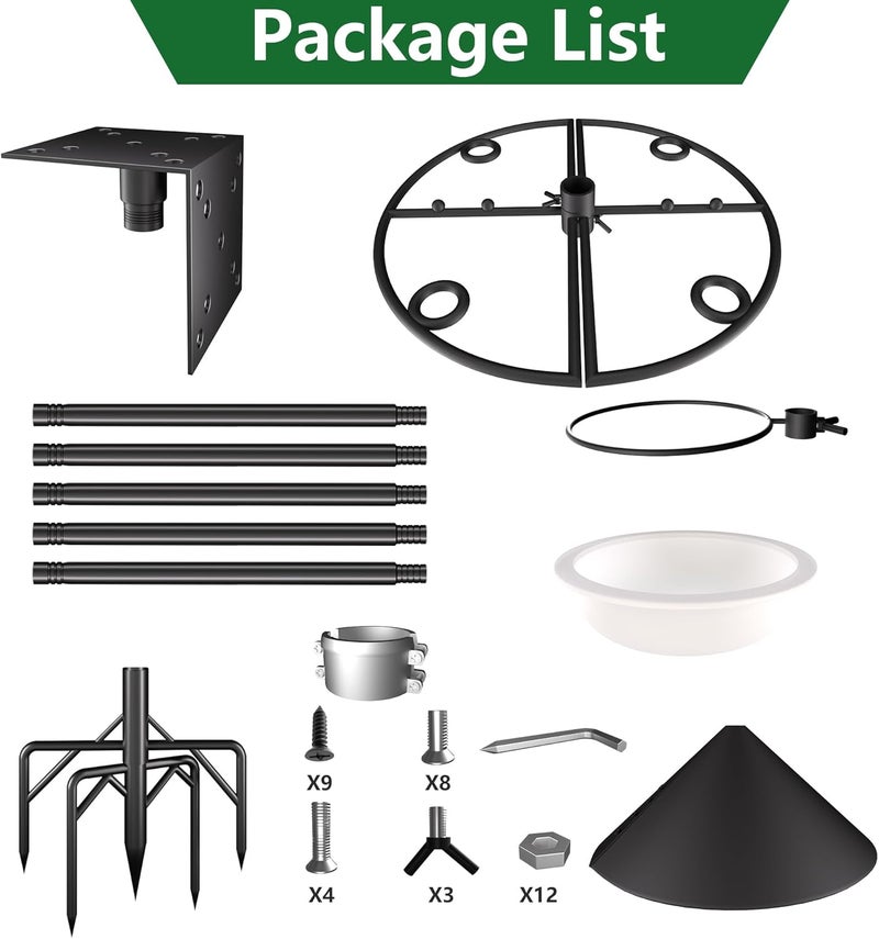 RINLAIN Bird Feeder Pole Stand,95 Inch House Pole for Outdoors Weather Station,Heavy Duty Metal Mount Kit Adjustable Multifunctional Bird Feeder Set - Image 5